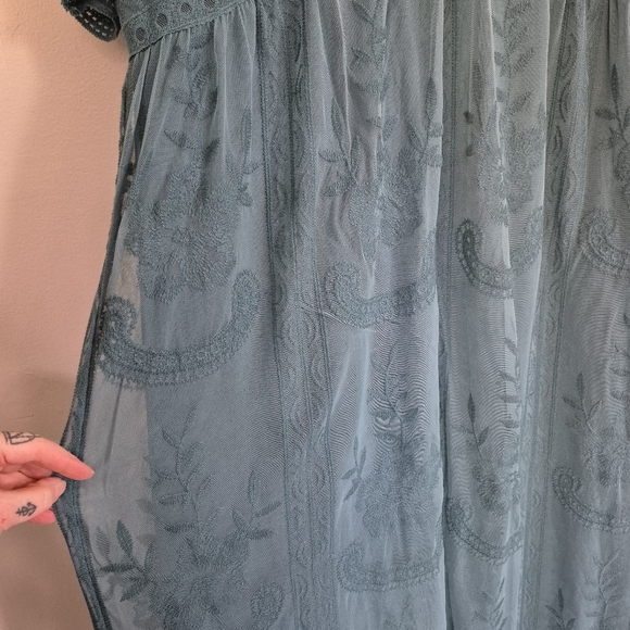 PinkBlush Teal Lace Mesh Overlay Plus Maternity Dress Size 3XL - Picture 6 of 12